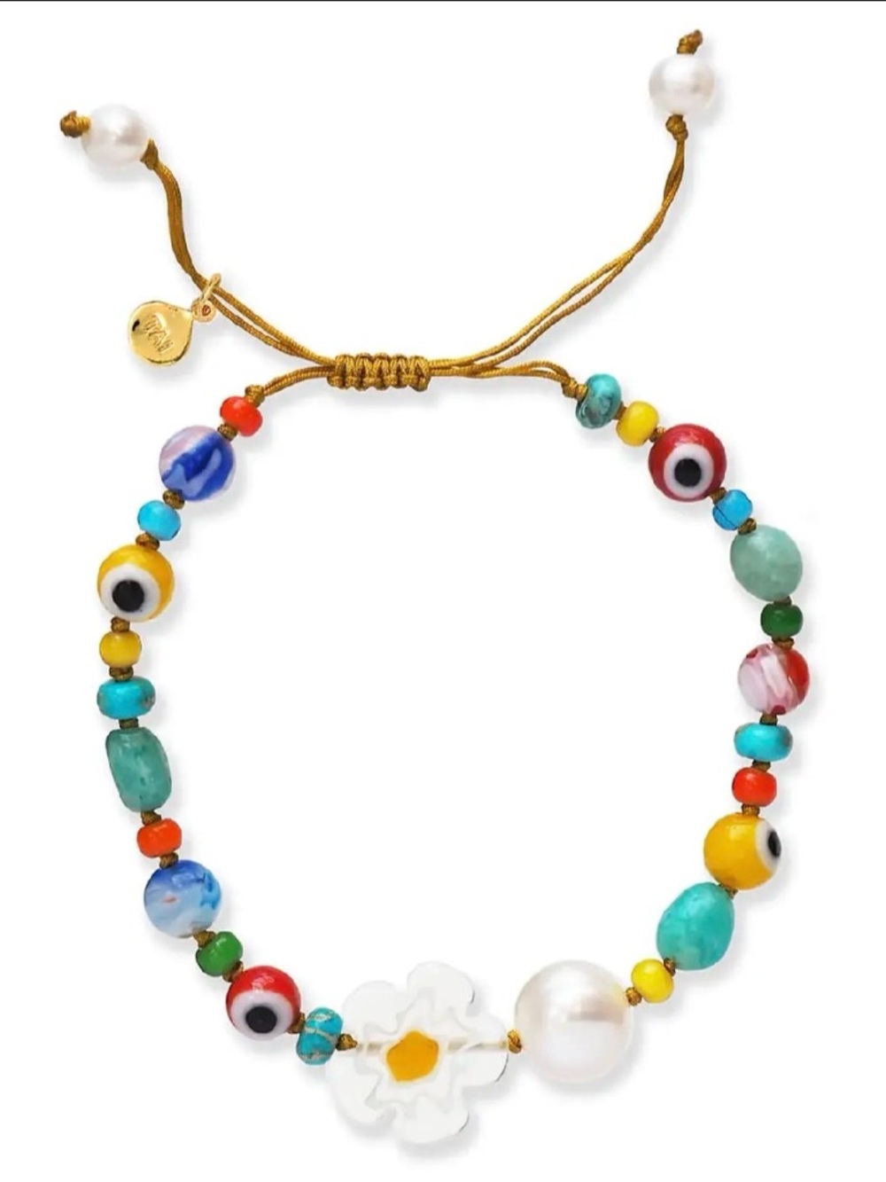 Tai Jewelry Handmade Flower And Eye Mixed Media Bracelet BNWT